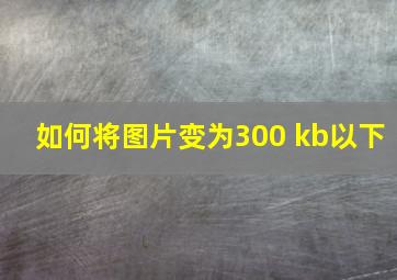 如何将图片变为300 kb以下